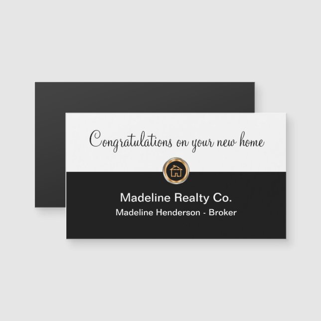Classy Realtor Magnetic New Home Felicitaciones (Anverso/Reverso)