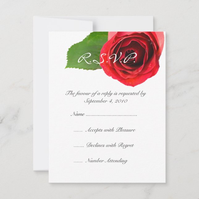 Classy Red Rose Wedding RSVP (Anverso)