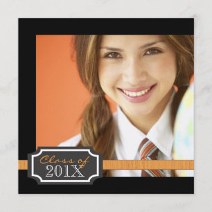 Classy Ribbon Square Photo Graduation Invitación