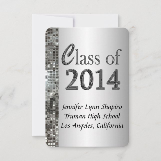 Classy Silver 2014 Invitaciones a la graduación (Anverso)