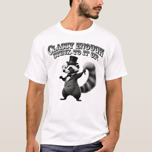Classy Skunk in Top Hat Funny Black and White (Anverso)