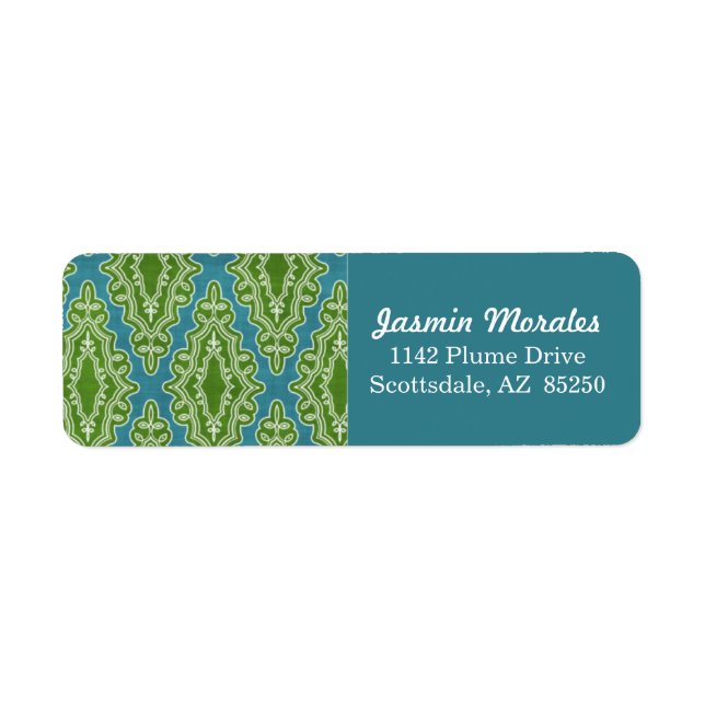 Classy Swirly Damask Return Address Pegatinas (Frente)