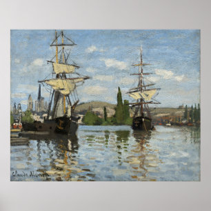 Claude Monet Barcos en el río Sena Arte de viaje