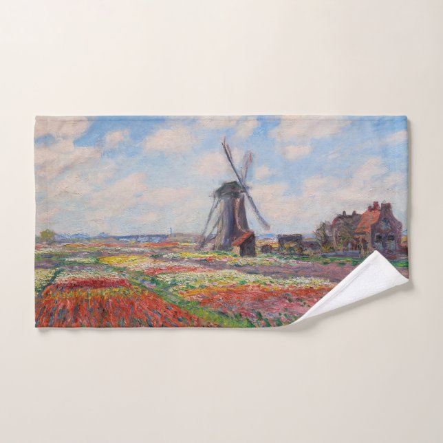 Claude Monet - Campo de tulipanes en Holanda (Toalla de mano)