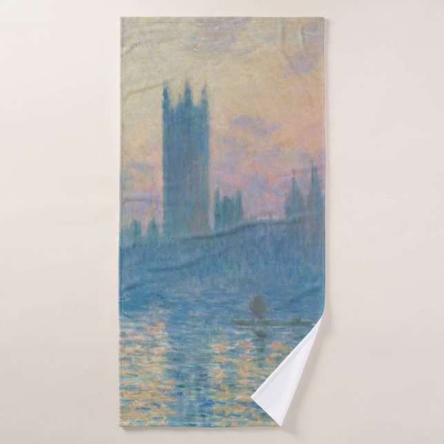 Claude Monet Casas del Parlamento Puesta de sol (Toalla de baño)
