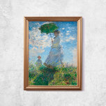 Claude Monet Con Un Famoso Arte Parasol<br><div class="desc">Poster de Claude Monet,  Mujer con Parasol,  años 1800. Antiguo y famoso cuadro con un chica vestido de blanco sosteniendo un paraguas verde sobre un jardín o una colina en un estilo impresionista. Licencia CCO,  arte de dominio público. Marco no incluido.</div>