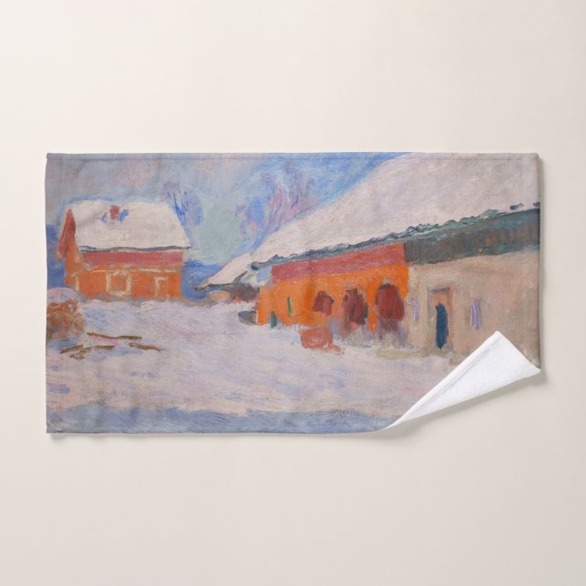 Claude Monet - Noruega, casas rojas en Bjornegaard (Toalla de mano)