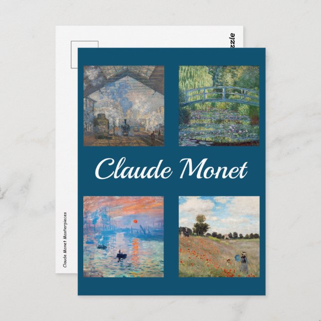 Claude Monet Obras Maestras Postal de Patchwork (Anverso / Reverso)
