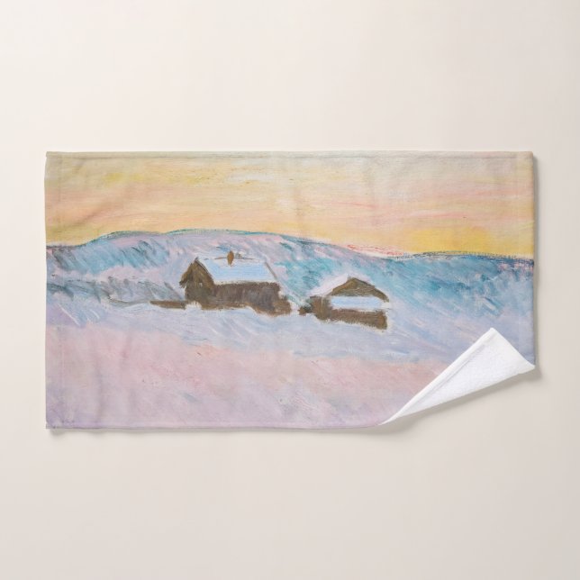 Claude Monet - Paisaje noruego, casas azules (Toalla de mano)