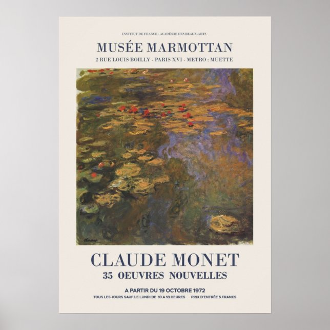 Claude Monet  publicidad de exposición de arte (Frente)