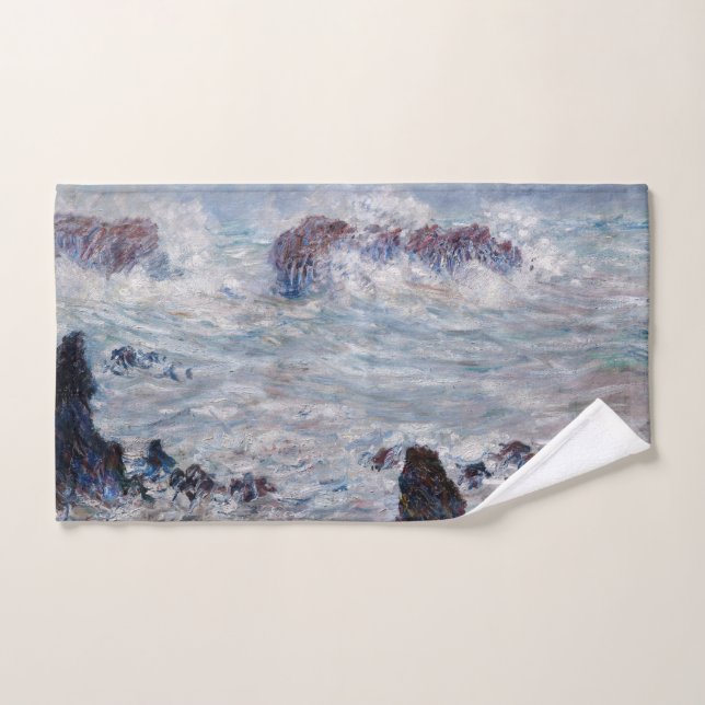 Claude Monet - Tormenta frente a la costa de Belle (Toalla de mano)