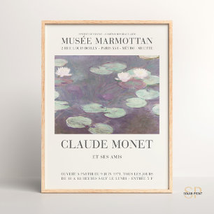 Claude Monet Water Lilies Impresión de arte rosa