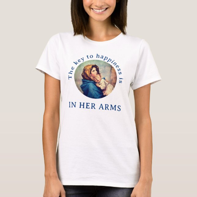 Clave para la felicidad camiseta católica (Anverso)