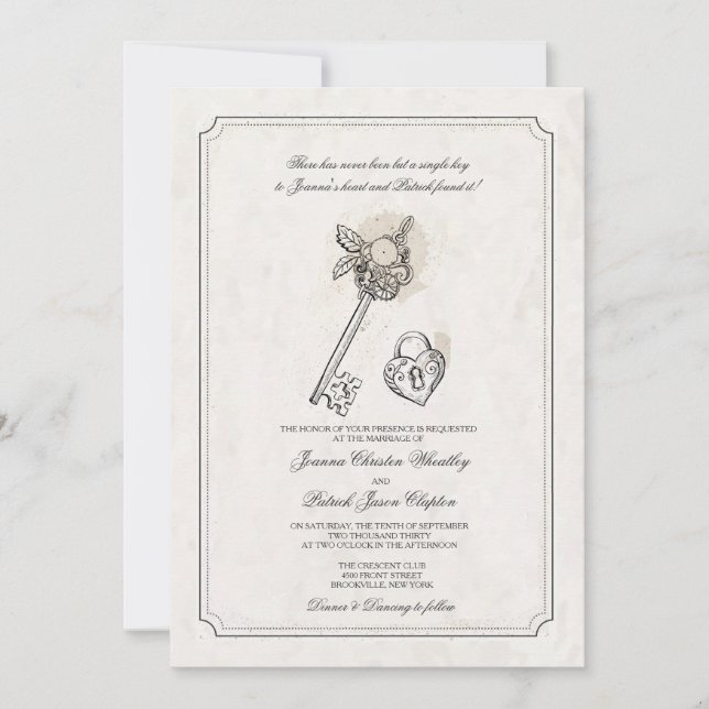 Clave Para Mis Invitaciones De Boda Cardíaca (Anverso)