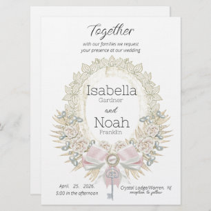 Clave para su elegante corazón Invitación a la bod