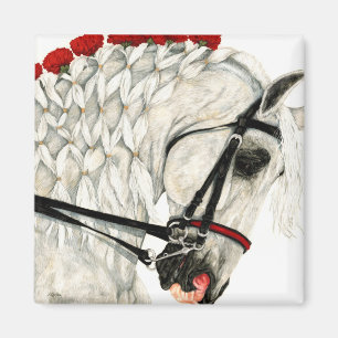 Claveles rojos - imán del caballo blanco