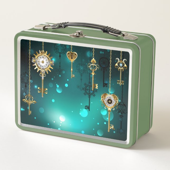 Claves de esqueleto antiguas sobre fondo verde (Anverso)