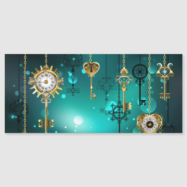 Claves de esqueleto antiguas sobre fondo verde (Anverso)