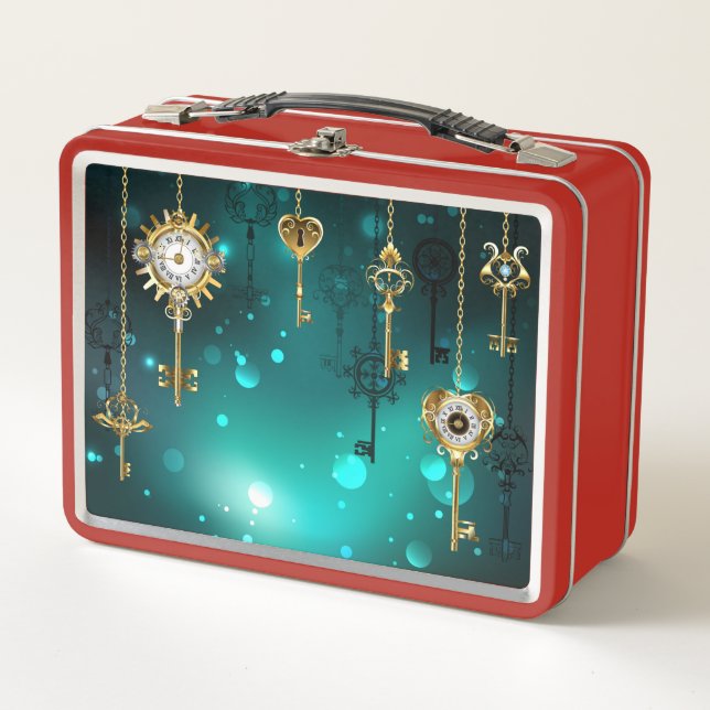 Claves de esqueleto antiguas sobre fondo verde (Anverso)