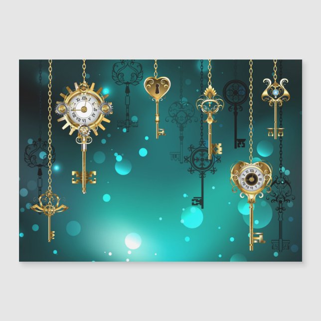 Claves de esqueleto antiguas sobre fondo verde (Anverso)