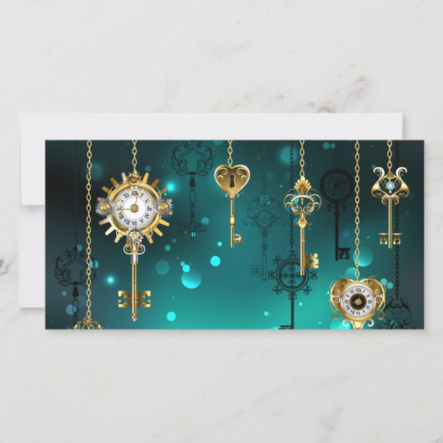 Claves de esqueleto antiguas sobre fondo verde (Anverso)