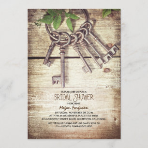 Claves De Esqueleto Invitaciones A La Ducha Rustic