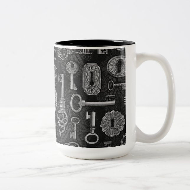 Claves de Steampunk plateadas y tazas para café Mu (Derecha)