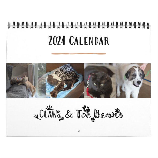 Clawga & Toe Beans Calendario de Pared de 12 Meses (Tapa)