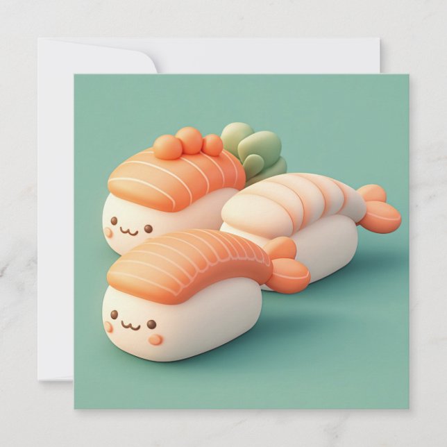 Clay Salmon and Shrimp Sushi Trio Postcard (Anverso)