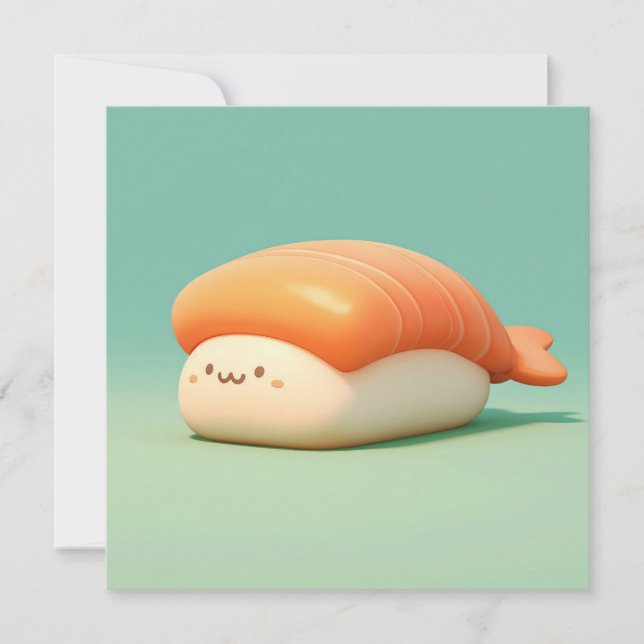 Clay Shrimp Nigiri Sushi Illustration Postcard (Anverso)