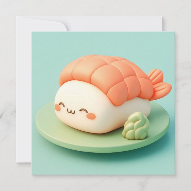 Clay Shrimp Nigiri Sushi with Wasabi Postcard (Anverso)