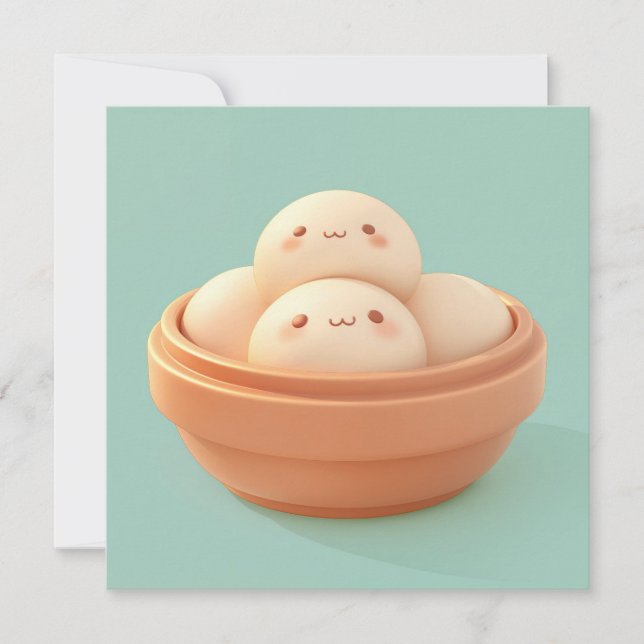 Clay Steamed Dumplings in Orange Bowl Postcard (Anverso)