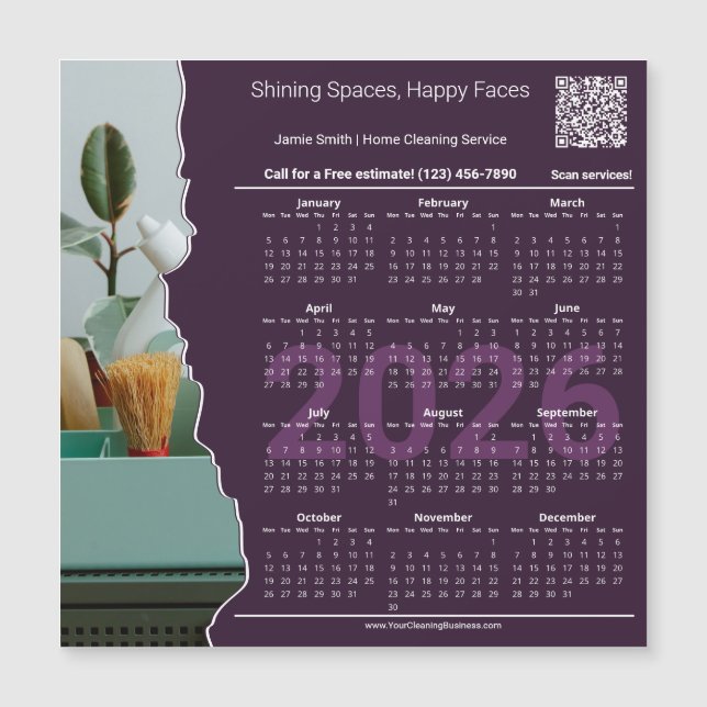 Cleaner Motto CTA QR-code 2026 Calendar Magnet (Anverso)