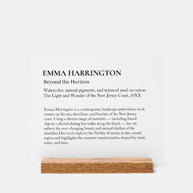 Clear Art Gallery Exhibit Display Plaque (Anverso)