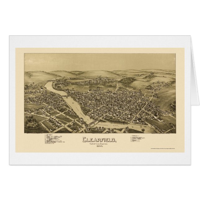 Clearfield, mapa panorámico del PA - 1895 (Anverso (Horizontal))