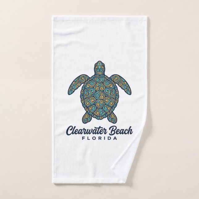 Clearwater Beach Florida Tortuga Marina Diseño Vec (Toalla de mano)