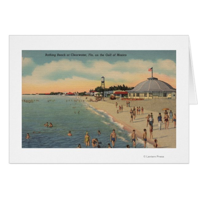 Clearwater, FL - Swimers & Sunbathers on Beach (Anverso (Horizontal))