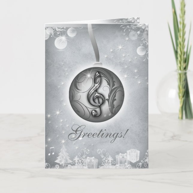 Clef agudo de la plata de la tarjeta de Navidad de (Anverso)