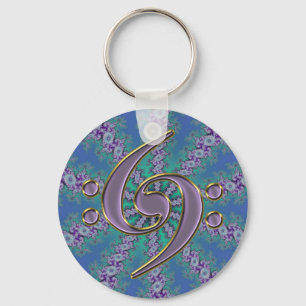 Clef bajo doble de la música en llavero azul del
