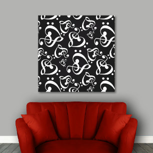 Clef Hearts Canvas de arte de pared de música en b