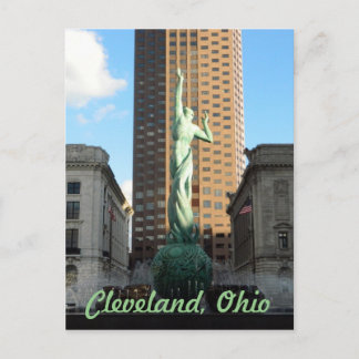 Cleveland, fuente OH (verde) en postal Sunshine