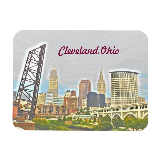 Cleveland, imán con vistas al río Ohio (Horizontal)