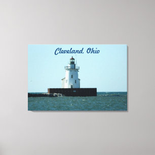 Cleveland, OH Lighthouse Impresión de tela envuelt