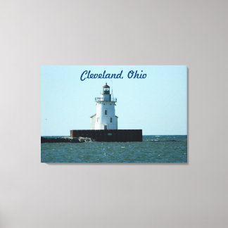 Cleveland, OH Lighthouse Impresión de tela envuelt