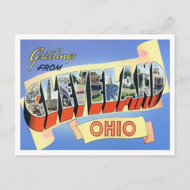 Cleveland, postal de las grandes letras de Ohio (Anverso)