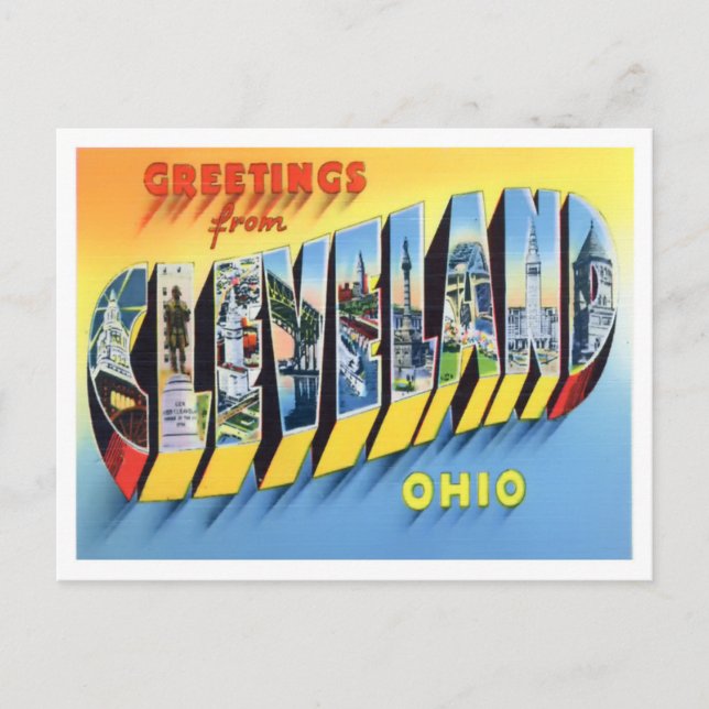 Cleveland, postal de las grandes letras de Ohio (Anverso)