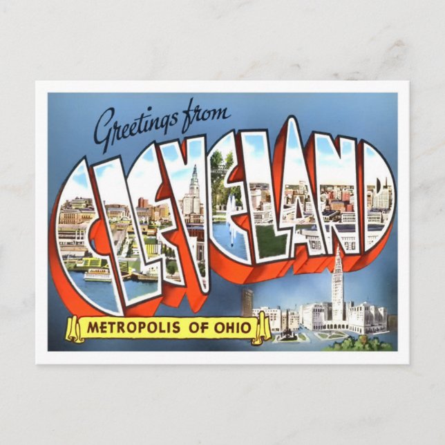 Cleveland, postal de las grandes letras de Ohio (Anverso)