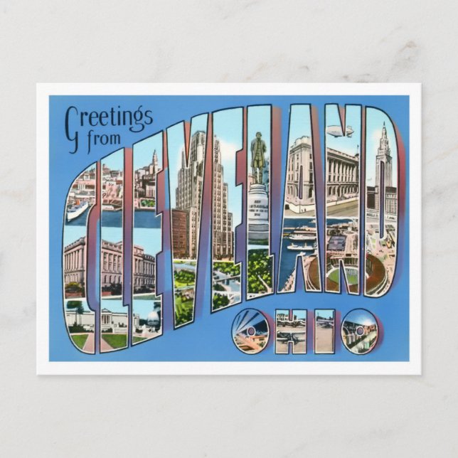 Cleveland, postal de las grandes letras de Ohio (Anverso)