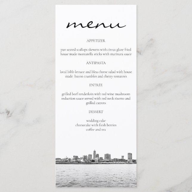 Cleveland Simple Skyline Menu Cards (Anverso)