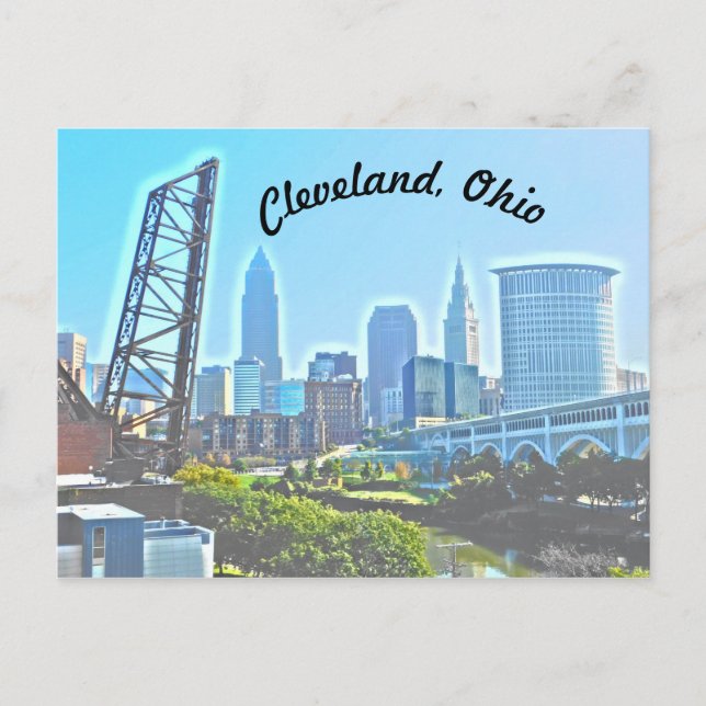 Cleveland, tarjeta postal Ohio Blue Riverview (Anverso)